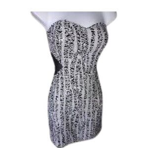 bebe Black & White Sequin Strapless Mini Dress - Size XS - $65